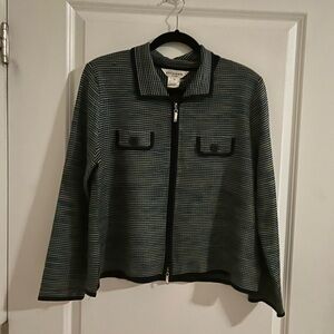 Misook Blue and Black Textured Knit Jacket